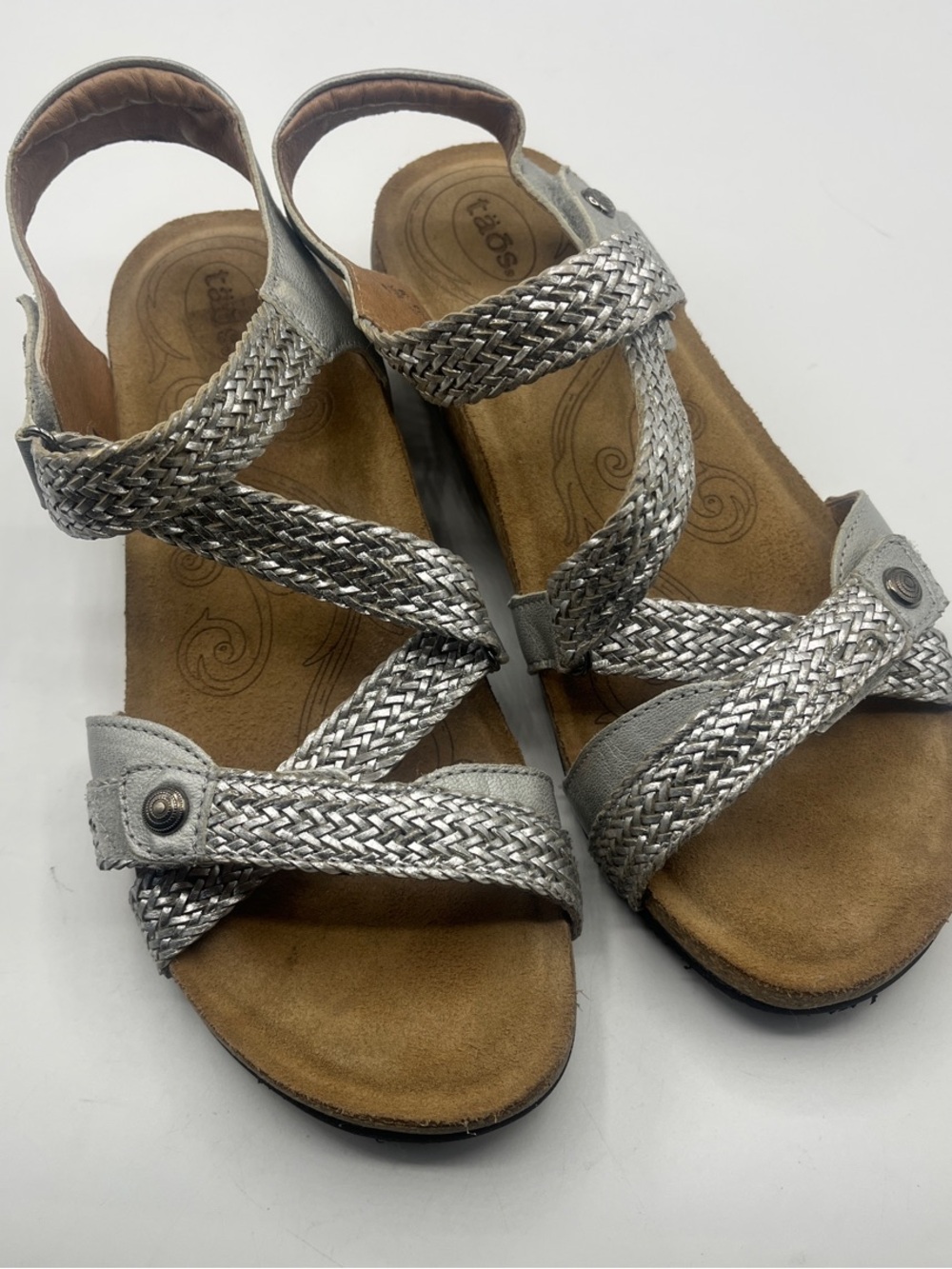 Taos Footwear Silver Braided Women’s Sandals